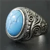 2017 nieuwste 2 kleuren blauw zwart steen ring 316L roestvrij stalen vrouwen heren zilveren mode Indiase stijl biker ring