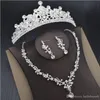 Shiny Wedding Crows Bröllopstillbehör Brudtärna smycken Tillbehör Brudtillbehör Set Crown Necklace Earrings1493051