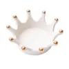 [DDisplay]Porcelain White Crown Ring Jewelry Tray Personalized Bracelet Organizer Case Little Girls Necklace Glamour Earrings Display Holder