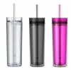 16oz classic acrylic skinny tumbler acrylic tumbler 6 COLORS OPTIONS double wall personalized plastic tumbler with reusable lid and straw