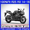 Einspritzkörper für Yamaha YZF R3 R25 YZF-R3 YZFR25 14 15 16 17 Glanzgrauer Bestand 240HM.18 YZF-R25 R 25 YZFR3 2014 2015 2016 2017 Verkleidungsset