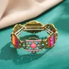 Vintage geometrische stijl met kleurrijke strass elastische band armband holle acryl armband voor dames heren sieraden