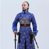 New Arrival Chinese Starożytne Kostium Mężczyzna Film Performance Wear Blue Haftowane Dragon Brocade The Qing Dynastic Prince Odzież