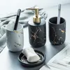 Set di accessori per il bagno in finto marmo in ceramica Strumenti per il lavaggio Bottiglia Collutorio Tazza Sapone Portaspazzolino Articoli per la casa