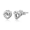 Authentic S925 Sterling Silver Women DIY Jewelry Lady Earrings Knotted Hearts Stud Earrings Clear Crystal For Women Wedding Gift J6397254