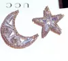 Super Glittering ins fashion luxury designer diamonds zircon cute lovely star moon stud earrings for women girls