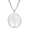 Collana con ciondolo albero della vita in acciaio inossidabile per catene di maglioni da donna Collana lunga con ciondolo rotondo grande Regali di gioielli di moda per feste