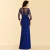 プラスサイズのロイヤルブルーイブニングドレス高品質のアップリケシフォンウエディングドレスフォーマルイベントガウン母の花嫁のドレス