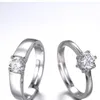 Cubic Zirconia Rins Open Justerbar Diamond Engagement Bröllop Ring Par Kvinnor Mens Ringar Kärlek Mode Smycken Will och Sandy Drop Ship