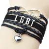 Custom-Infinity Love Wrap Gay Pride LGBT Rainbow Heart Charm Armband Infinity Love Friendship Gifts Wedding Charms Personliga smycken2180