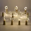 Lampe colorée en verre de vin, fil de cuivre, bouchon de bouteille en forme de liège, lumière pour fête et mariage, 1M 10LED/2M 20LED