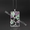 10Pcs Irish Celtic Rectangle Framed Tree of Life Amethyst Green Aventurine Stone Pendant Necklace for Women Men Wire Wrapped Healing Crystal