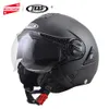 JDS Motosiklet Kask Çift Lens Moto Kask Açık Yüz Motosiklet Yarışı Off Road Kasko Moto Capacete Casque Siyah