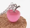 Mode- Pendentif 925 Plaqué Argent Blanc et Rose Pomme Pendentif Collier Clavicule Pomme Pendentif Bijoux sans chaîne Cadeau de Noël