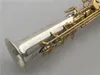 Top S-9030 sax soprano reto B Tone Split Soprano Saxofone banhado a níquel chave de ouro Bocal de sax profissional com estojo rígido e acessórios