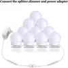 Hollywood Style LED Vanity Mirror Lights Kit with 10 Dimmable Light Bulbs For Makeup Dressing Table and Power Supply Plug in Lamps Fixtur