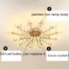 Luzes pós-modernas IluminaçãoEuropa Luxo Cristal led Lâmpadas de teto Tipo de folha Ouro Preto Lustres Para Quarto G4 Lustres Fixtur288k