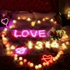 DIY letras numerais levou néon sinal luz 3 cores feriado xmas festa casamento decorações noite lâmpada bar casa decoração parede decoração moda