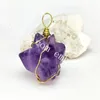 10Pcs Wire Wrapped Natural Raw Amethyst Nugget Druzy Cluster Pendant 20-30mm Small Rough Amethyst Flower Point Pendant for February Birthday