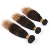 Три тона перуанского Ombre человеческих волос 3 Bundle предложения кудрявого фигурных # 1B-27 Ombre Дева волос Плетения Связка Honey Blonde темных корней
