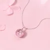 Mloveac Cherry Blossoms Real Flower Glass 925 Sterling Silver Chain Pendant Halsband Kvinnor Mode Smycken T190625