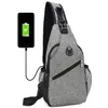 DHL 50 stks Cross Body Bag Heren Polyester USB Borstzak Sling Bag Grote Capaciteit Sport Fietsen Tassen 3 Kleuren
