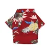 Hundkläder Sommarstrand T Shirt Small Vest Print Hawaii Apparel Pet Travel Floral Short Sleeve Kläder Cat Blouse Jumpsuit Outfit Supply