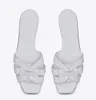 Kvinnors hyllning Platta sandaler Kvinnor tofflor i äkta läder Slides med sammanflätade remmar Skor