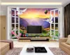 modern living room wallpapers Out of the window peony beauty balloon 3D landscape background wall