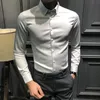 Långärmad formell skjortor för män Solid Slim Casual Basic Tenn-down Collar Business Dress Shirts Korean Camisas Masculina