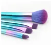 4Pcs Makeup Brushes Kit with Transparent Bag Unicorn Colorful Shimmer Sparkles Acrylic Handle Makeup Soft Brush for Foundation Power