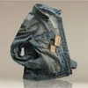 Hi-Sokak Erkekler Yırtık kot Ceketler yıkanmış patchwork Sıkıntılı Denim Adam Slim Fit Streetwear HipHop Bağbozumu Ceket