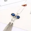 New Sweater Chain Stone Long Necklaces Pendants Jewelry Flower Key bear waterdrop Austrian Crystal Fashion Pendants Silver Golden Necklace