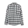 Ledingsen Brand Men Shird Casuare Cotton Roose Lose Lengeve Lengeve Yellow Plaid for Camiseta Hombre Streetwear Size 2XL260I