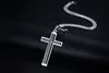 Simple Men's Stainless Steel Cruz Pendants Double Layer Bible Prayer Black Color Cross Pendant Necklace Jewelry