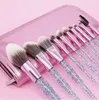 Professionell makeupborsteuppsättningar 10st Akrylhandtag Sequined High-end Foundation Cosmetic Eyebrow Eye Shadow Brush