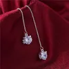Plated sterling silver Classic hanging diamond earrings DJSE858 size 11.2x1.1cm; women's 925 silver plate Ear Cuff jewelry earring