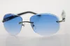 Großhandel randlose geschnitzte Linse hellgrüne Plank-Sonnenbrille 8200764 Brille hochwertige Sonnenbrille Vintage optische Unisex-Modeaccessoires