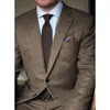 Handsome Brown Groomsmen Notch Lapel Groom Tuxedos Men Suits Wedding/Prom/Dinner Man Blazer(Jacket+Pants+Tie) AA263