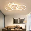 Anéis Acrílico Moderno LED Teto Lustre Dimmable com Controle Remoto para Sala de estar Quarto Jantar Cozinha Ilha Lâmpada