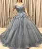 New Arabic Ball Gown Wedding Dresses Off Shoulder Lace Appliques Crystal Beaded Long Sleeves Puffy Vestido Plus Size Formal Bridal Gowns