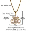Мода Мужчины Женщины Hip Hop ожерелье из нержавеющей стали 316L желтого золота гальваническим Полный генеральный директор Rhinestone Корона ожерелье славный подарок