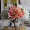 Wholesale-1Bunch/3PCs Grüne Künstliche Pflanze Gefälschte Dahlie Bouquet Hochzeit Blume Floristik Party Home Dekorative 4 Farben