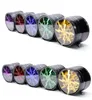 63MM Lightning Design Herb Grinder 4 Layers Aluminum Alloy Tobacco Grinders With Clear Top Window Colorful Spice Crusher Muller Smoking Accessory