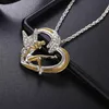 10 pcs européen et américain nouveau ange bicolore amour coeur incrusté strass collier fille clavicule collier cadeau de fête d'anniversaire T1802719