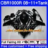 Karosserien + Tank für HONDA CBR 1000RR CBR 1000 RR 2008 2009 2010 2011 277HM.51 glänzend roter Rahmen CBR1000 RR 08 10 11 CBR1000RR 08 09 10 11 Verkleidung