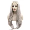 Perruque Lace Front Wig synthétique longue de couleur grise, cheveux résistants à la chaleur, haute densité 150%, faits à la main, pour fête cosplay, offre spéciale, pour femmes