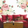 Pegatinas de pared de vinilo grandes de peonía rosa grande, calcomanías decorativas de arte para pared para dormitorio y sala de estar, decoración de paredes