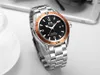 Automatic Self Wind Mechanical Stainless Steel Strap Simple Orange Blue Bezel James Bond 007 Style Date Business Men Watch T200311277K