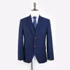 Laine bleu chevrons rétro style gentleman sur mesure costumes pour hommes costume sur mesure Blazer costumes pour hommes 3 pièces (veste + pantalon + gilet)